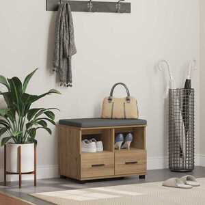Imagine vidaXL Bancă pentru pantofi cu pernă Stejar Artizanal 60 x 38 x 46 cm