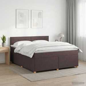 Imagine vidaXL Pat boxspring cu saltea Maro închis 140 x 200 cm Țesătură