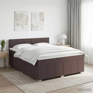 Imagine vidaXL Pat boxspring cu saltea Maro închis 140 x 200 cm Țesătură