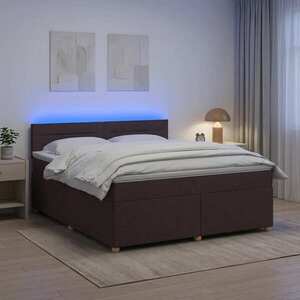 Imagine vidaXL Pat boxspring cu saltea Maro închis 140 x 200 cm Țesătură