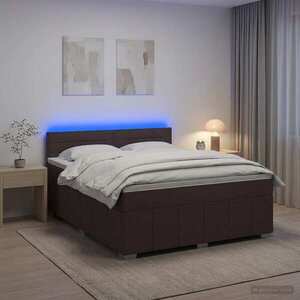 Imagine vidaXL Pat boxspring cu saltea Maro închis 140 x 200 cm Țesătură