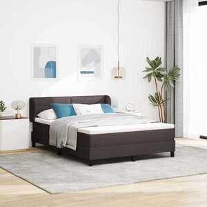 Imagine vidaXL Pat cu arcuri cu headboard Maro închis 140 x 200 cm țesătură