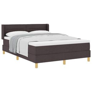 Imagine vidaXL Pat cu arcuri cu saltea Maro închis 200 x 140 cm țesătură