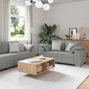 Imagine vidaXL Canapea 3 buc. Gri nori Material textil din in