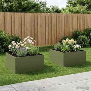 Imagine vidaXL Vază pentru Grădină 2 buc. Verde măsliniu 80 x 80 x 40 cm