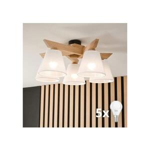 Imagine Lustră aplicată BRILAGI ANTHONY 5xE14/40W/230V stejar/alb