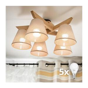 Imagine Lustră aplicată BRILAGI ANTHONY 5xE14/40W/230V stejar/bej