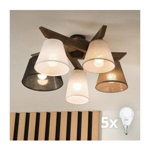 Imagine Lustră LED aplicată BRILAGI ANTHONY 5xE14/40W/230V stejar nuc