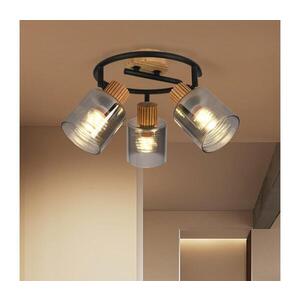 Imagine BRILAGI - Spot HYGGE 3xE14/15W/230V lemn/sticlă fumurie