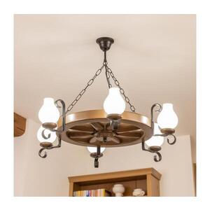 Imagine BRILAGI - Candelabru cu lanț ROATA, 6 x E14/40W/230V, Ø 70 cm, fag/nuc