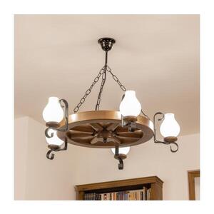 Imagine BRILAGI - Candelabru cu lanț ROATA 5xE14/40W/230V Ø 70 cm fag/nuc
