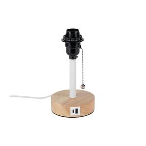 Imagine BRILAGI - Lampă de masă TABLON cu port USB 1xE27/25W/230V stejar/alb