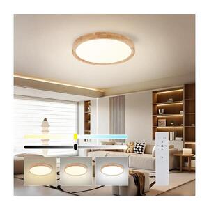Imagine BRILAGI - Corp de iluminat LED dimabil WOODROUND, 30W, 230V, 3000–6000K, Ø 40 cm, cu telecomandă