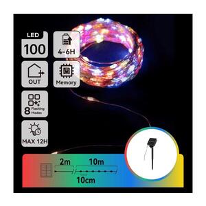 Imagine - Ghirlandă solară LED, 100 LED, 8 moduri, 12 m, IP65, multicolor