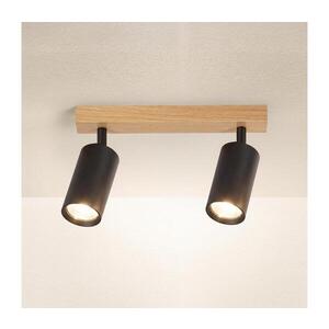 Imagine BRILAGI - Spot aplicat SELE 2xGU10/30W/230V negru/decor stejar