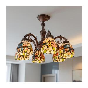Imagine BRILAGI - Plafonieră aplicată Tiffany din vitralii JUNGLE, 6xE27/60W/230V, Ø 60 cm