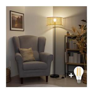 Imagine BRILAGI - Lampă de podea LED CERIA 1xE27/40W/230V, diametru 25 cm, bambus/negru