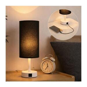 Imagine BRILAGI - Lampă de masă TABLON cu port USB, 1xE27/25W/230V, alb/negru