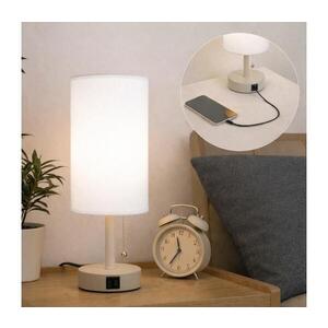 Imagine BRILAGI - Lampă de masă TABLON cu port USB, 1xE27/25W/230V, bej/alb