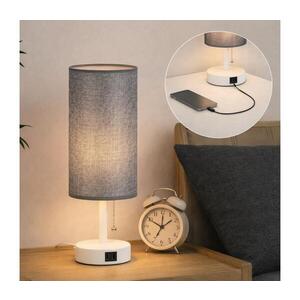 Imagine BRILAGI - Lampă de masă cu port USB TABLON 1xE27/25W/230V alb/gri