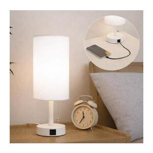 Imagine BRILAGI - Lampă de masă TABLON cu port USB, 1xE27/25W/230V, albă