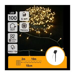 Imagine - Ghirlandă solară LED, 100x LED, 8 funcții, 12 m, IP65, alb cald