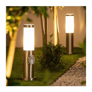 Imagine BRILAGI - Lampă de exterior NOVA cu 2 prize SCHUKO 1xE27/15W/230V 40 cm IP44 crom