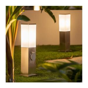 Imagine BRILAGI - Lampă de exterior cu 2 prize Schuko NOVA, 1xE27/15W/230V, 40 cm, IP44, crom