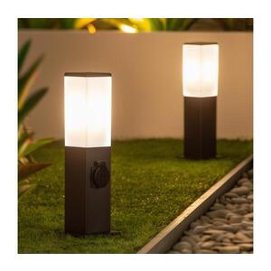 Imagine BRILAGI - Lampă de exterior cu 2 prize SCHUKO NOVA 1xE27/15W/230V 40 cm IP44 neagră