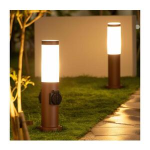 Imagine BRILAGI - Lampă de exterior NOVA cu 2 prize SCHUKO, soclu 1x E27 (15W/230V), 40 cm, IP44, maro