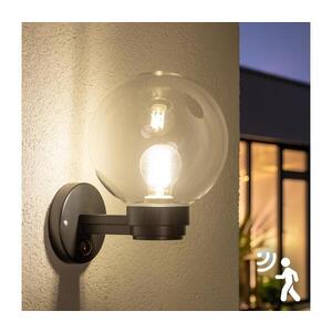 Imagine BRILAGI - Aplică de exterior HARBOR cu senzor, 1xE27/40W/230V, IP33, negru/transparent
