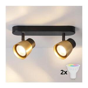 Imagine BRILAGI - Spot LED RGBW dimmabil NUGGET 2xGU10/4, 8W/230V negru/auriu