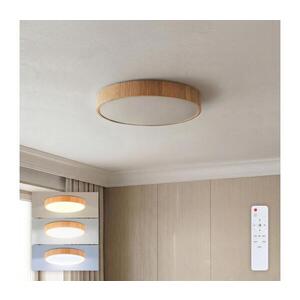 Imagine BRILAGI - Plafonieră LED dimabilă POOL, LED/36W/230V, Ø 30 cm, decor lemn +telecomandă