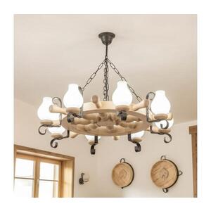 Imagine BRILAGI - Candelabru cu lanț TIMONA 8xE14/40W/230V, finisaj stejar