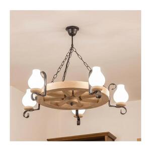 Imagine BRILAGI - Candelabru suspendat pe lanț ROATA, 5xE14/40W/230V, stejar