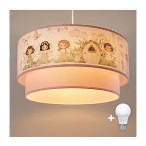 Imagine BRILAGI - Lustră LED pentru copii BOBO 1xE27/60W/230V Ø 40 cm, roz cu zâne