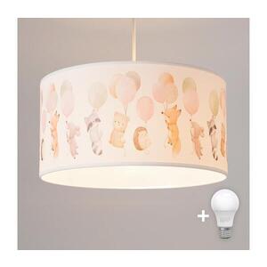 Imagine Brilagi - Lustră LED suspendată pentru copii BOBO 1xE27/60W/230V Ø 35 cm, alb/cu animale