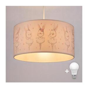 Imagine BRILAGI - Lustră LED pentru copii BOBO, suspendată pe cablu, 1xE27/60W/230V, Ø35 cm, alb/iepurași