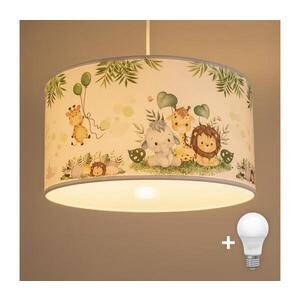 Imagine BRILAGI - Lustră LED pentru copii pe cablu BOBO 1xE27/60W/230V Ø 35 cm alb/junglă
