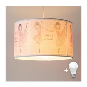 Imagine BRILAGI - Lustră LED pentru copii BOBO, suspendată cu cablu, 1xE27/60W/230V, Ø 35 cm, roz/balerine