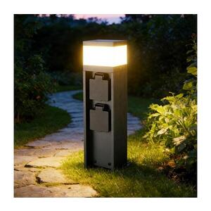 Imagine BRILAGI - Lampă de exterior PILLAR, cu 2 prize SCHUKO, 1xG9/11W/230V, IP44, antracit