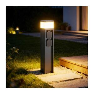 Imagine BRILAGI - Lampă de exterior PILLAR cu 2 prize SCHUKO, 1x G9/11W/230V, IP44, antracit