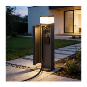 Imagine BRILAGI PILLAR – lampă de exterior cu 2 prize SCHUKO, 1xG9/11W/230V, IP44, antracit