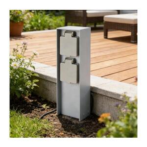 Imagine BRILAGI - Stâlp exterior pentru prize PILLAR 2Z SCHUKO 230V IP44 argintiu