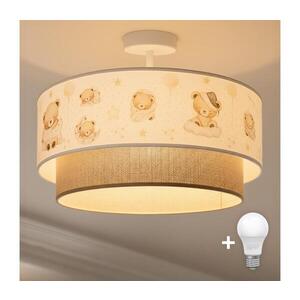 Imagine BRILAGI-LED Plafonieră pentru copii BOBO, 1x E27, max. 60 W, 230 V, Ø 40 cm, alb/bej/ursuleț