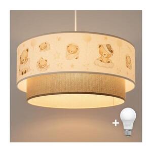 Imagine BRILAGI - Lustră LED pentru copii pe cablu BOBO, 1x E27/60W/230V, Ø 40 cm, alb/bej/ursuleț