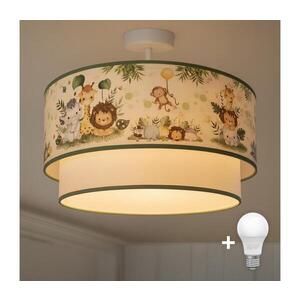 Imagine BRILAGI-LED Plafonieră pentru copii BOBO, 1xE27/60W/230V, Ø40 cm, crem/verde/junglă
