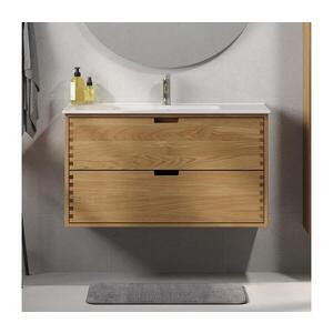 Imagine Mobilier de baie cu lavoar GRIBSKOV 100 cm bej/stejar/alb
