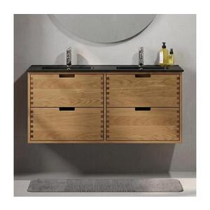 Imagine Mobilier de baie cu lavoar GRIBSKOV, 120 cm, bej/stejar/negru