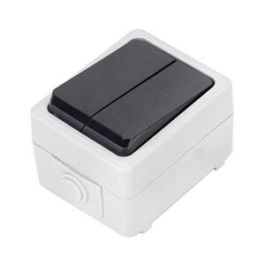 Imagine - Întrerupător de perete rezidențial cu 2 butoane pentru curent alternativ (AC), IP54